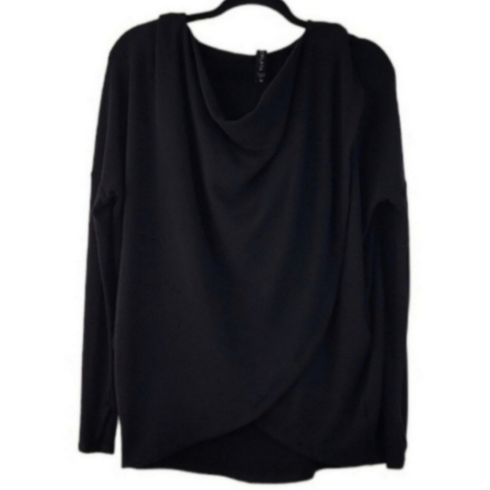 ATHLETA Purana Drape Black Longsleeve Pullover Hoodie Top Size XS - Picture 3 of 7